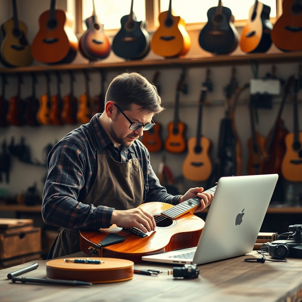 Imagem de um instrumento musical em reparo